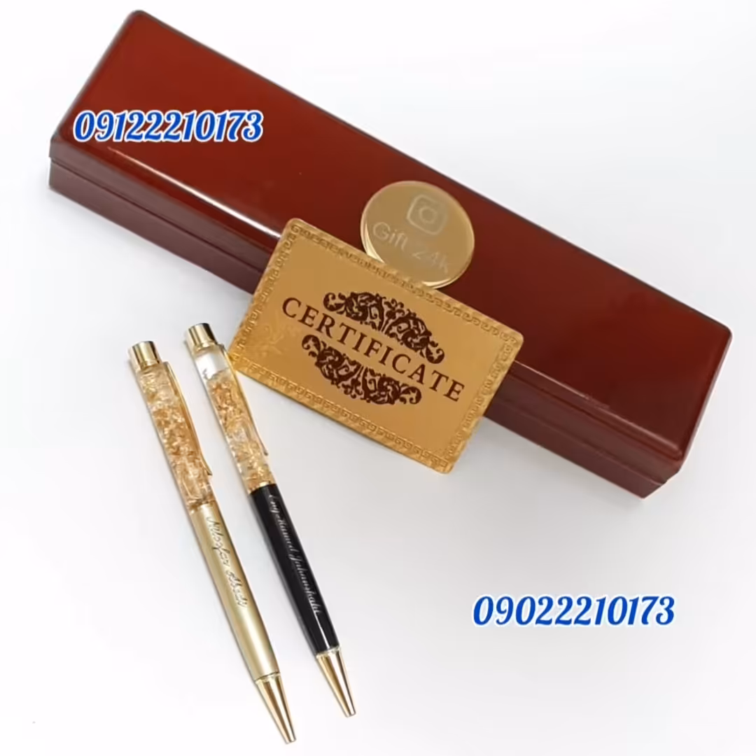 خودکار فانتزی با ورق طلا و شناسنامه ضمانت اصالت کالا