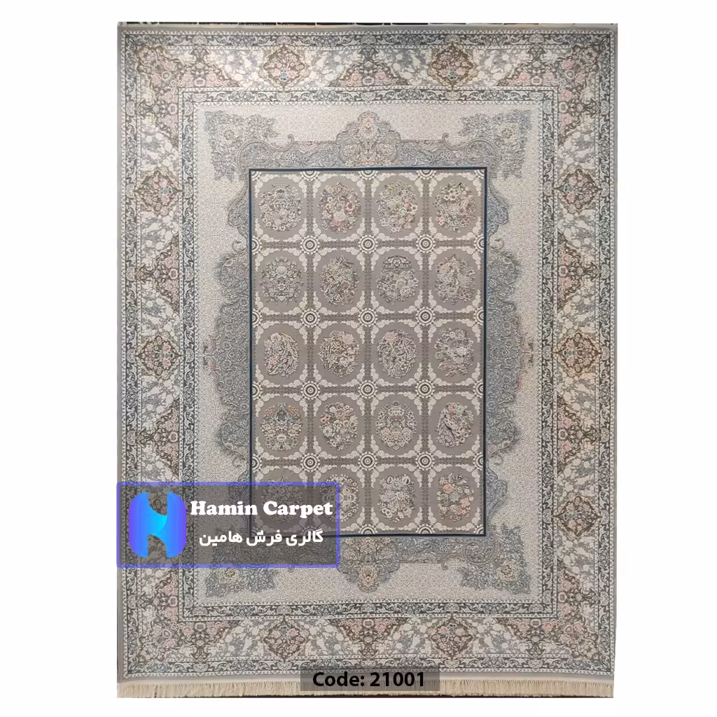 فرش 9 متری 1200 شانه تراکم 3600  نخ اکلریک گل برجسته کد AR21001