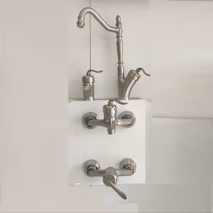 سرویس اهرمی 4تکه شیرآلات مدل قاجار کروم مات برند سکه (ارسال فوری و پس کرایه)