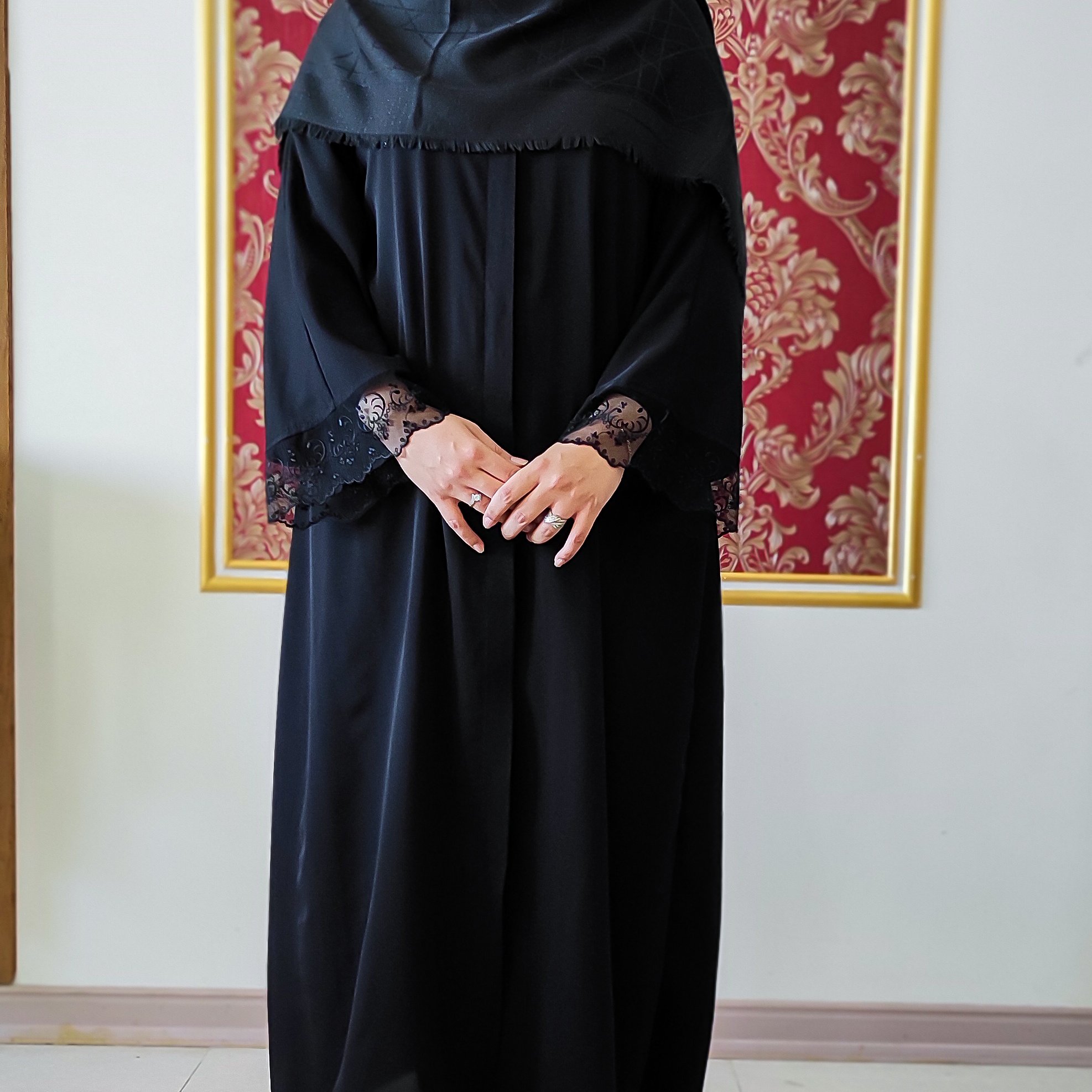 مانتو عبایی مدل سماء رنگ مشکی