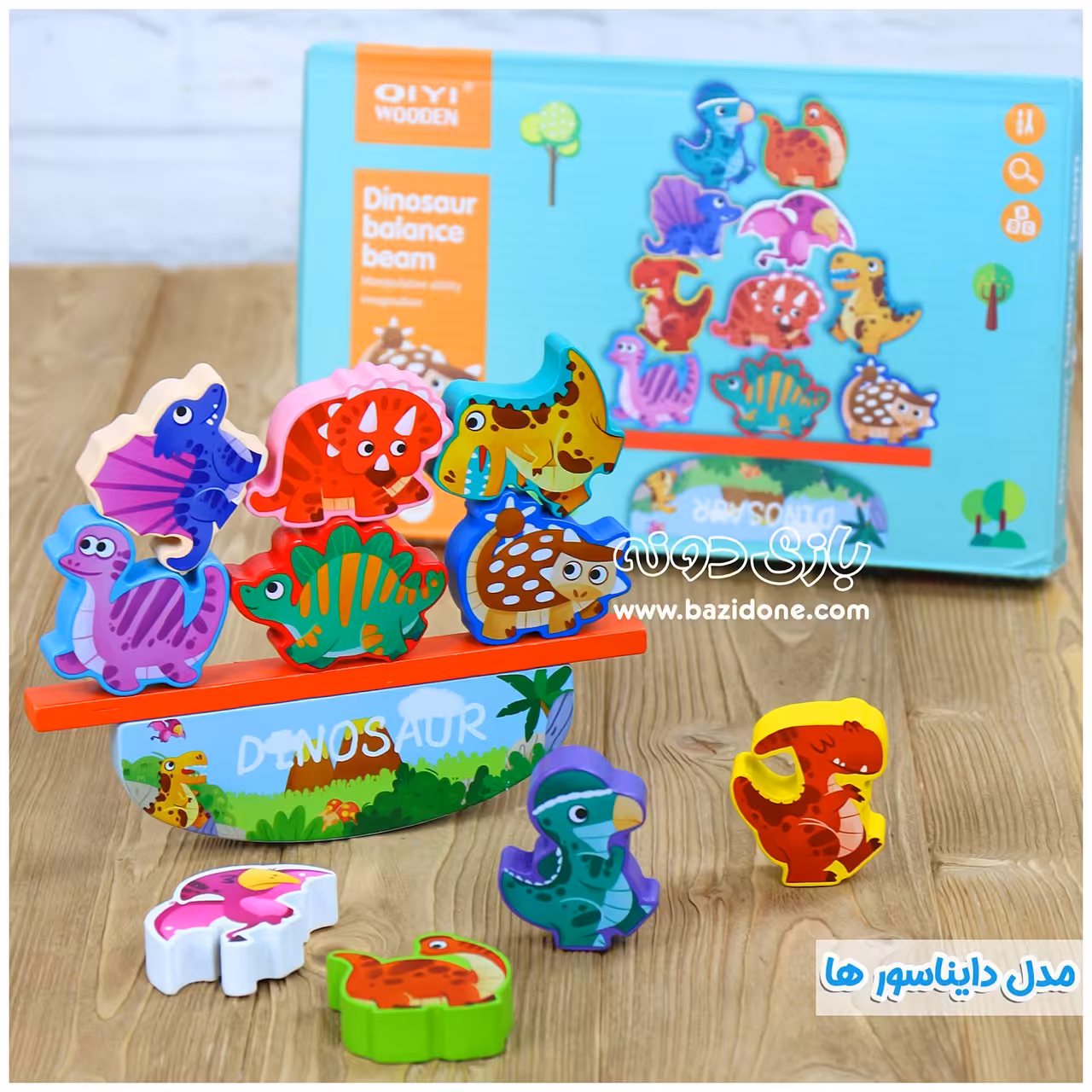 بازی فکری تعادلی چوبی مدل دایناسورها 