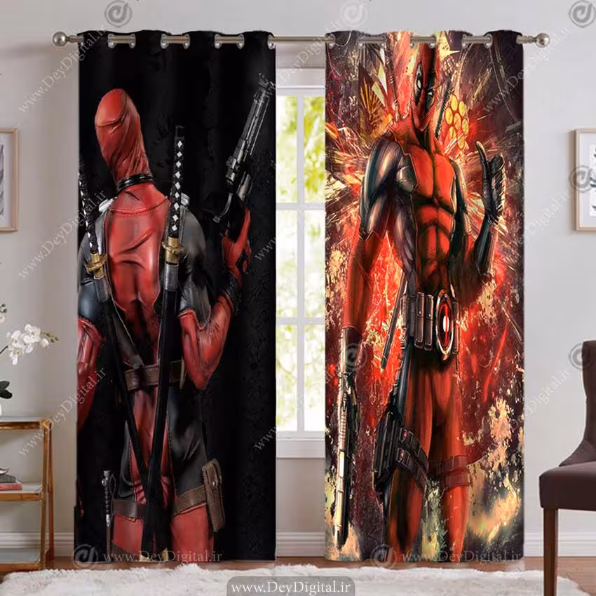 پرئه سه بعدیپسرانه طرح ددپول ابرقهرمان با لباس قرمز مشکی PK-5291