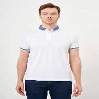 تی شرت یقه پولو سفید مردانه PIKE FIT اورجینال Morven