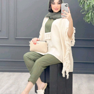پانچو و شلوار زنانه لنین مدل پانچ و شلوار نازدونه