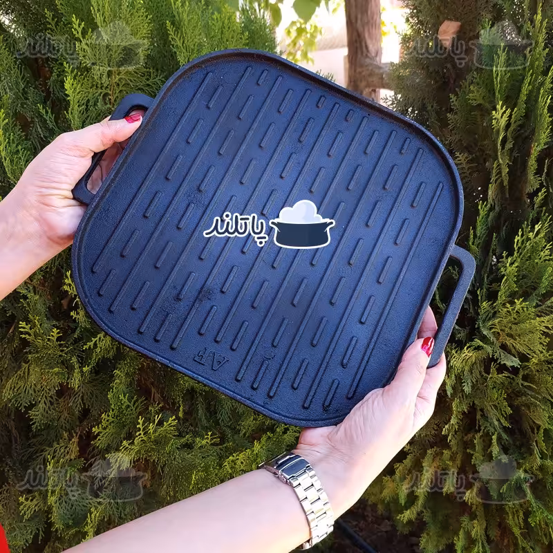 صفحه گریل دو طرفه چدن اصل دارای آهن مناسب برای کم خونی- مربعی شکل