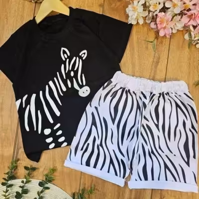 تیشرت و شلوارک پسرانه گورخری