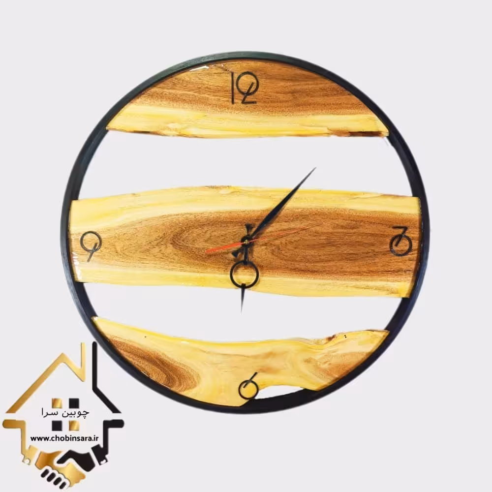 ساعت دیواری چوبی روستیک قطر 60 مدل ka