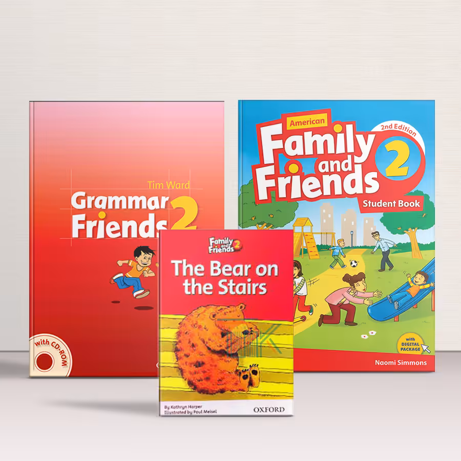 پک کامل امریکن فمیلی اند فرندز 2 ویرایش دوم   کتاب گرامر   کتاب داستان | American Family and Friends 2 2nd Edition   Grammar&Story Book Pack | خرید کتاب زبان | خرید لوازم التحریر | چی کتاب | بالاترین تخفیف و ارسال رایگان