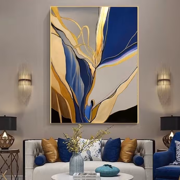 تابلو دکوراتیو تماما کار دست طرح انتزاعی بسیار شیک و پرطرفدارسایز100×70