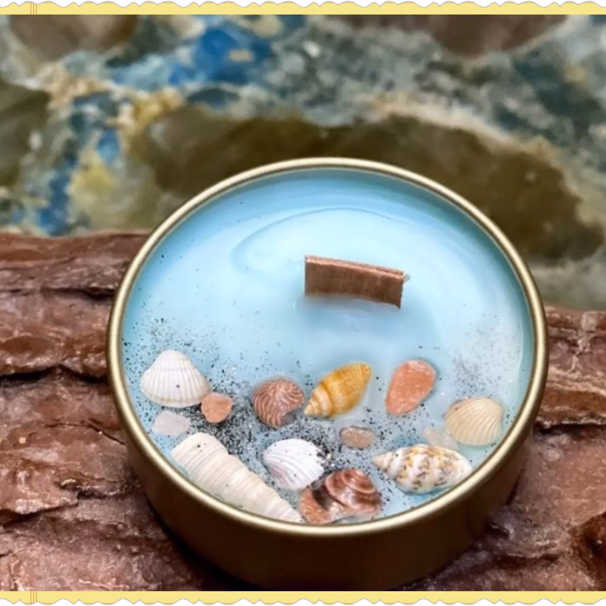 شمع طرح دریا (قوطی فلزی ) مجموعه 2 بسته ای  