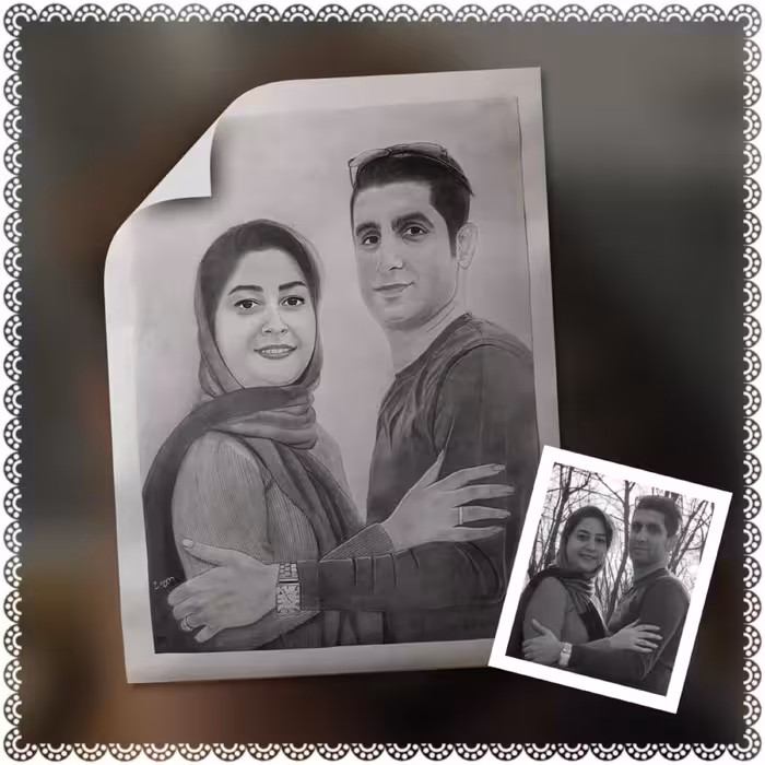 طراحی دو چهره در یک قاب سایز 42×65