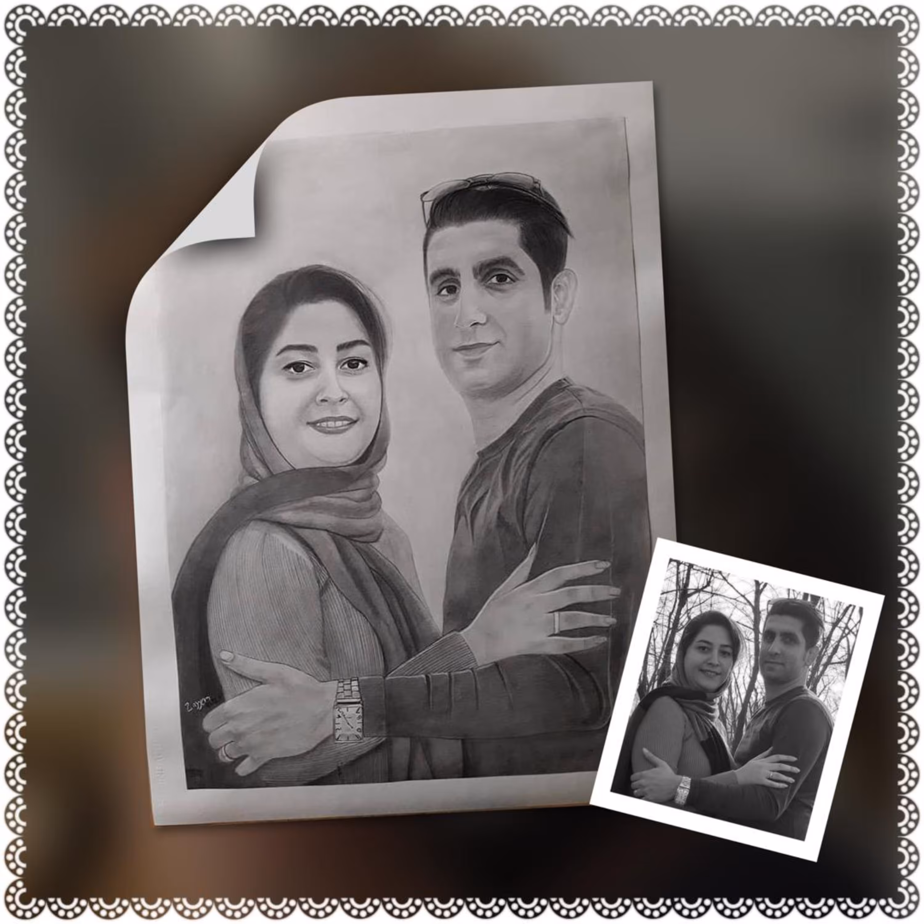 طراحی دو چهره در یک قاب سایز 42×65