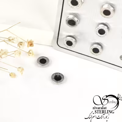 گوشواره مگنتی نگین مشکی کد 8711