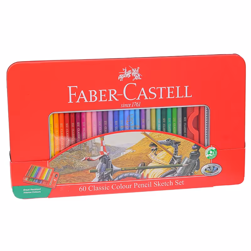 مداد رنگی 60 رنگ کلاسیک جعبه فلزی فابرکاستل FABERCASTELL