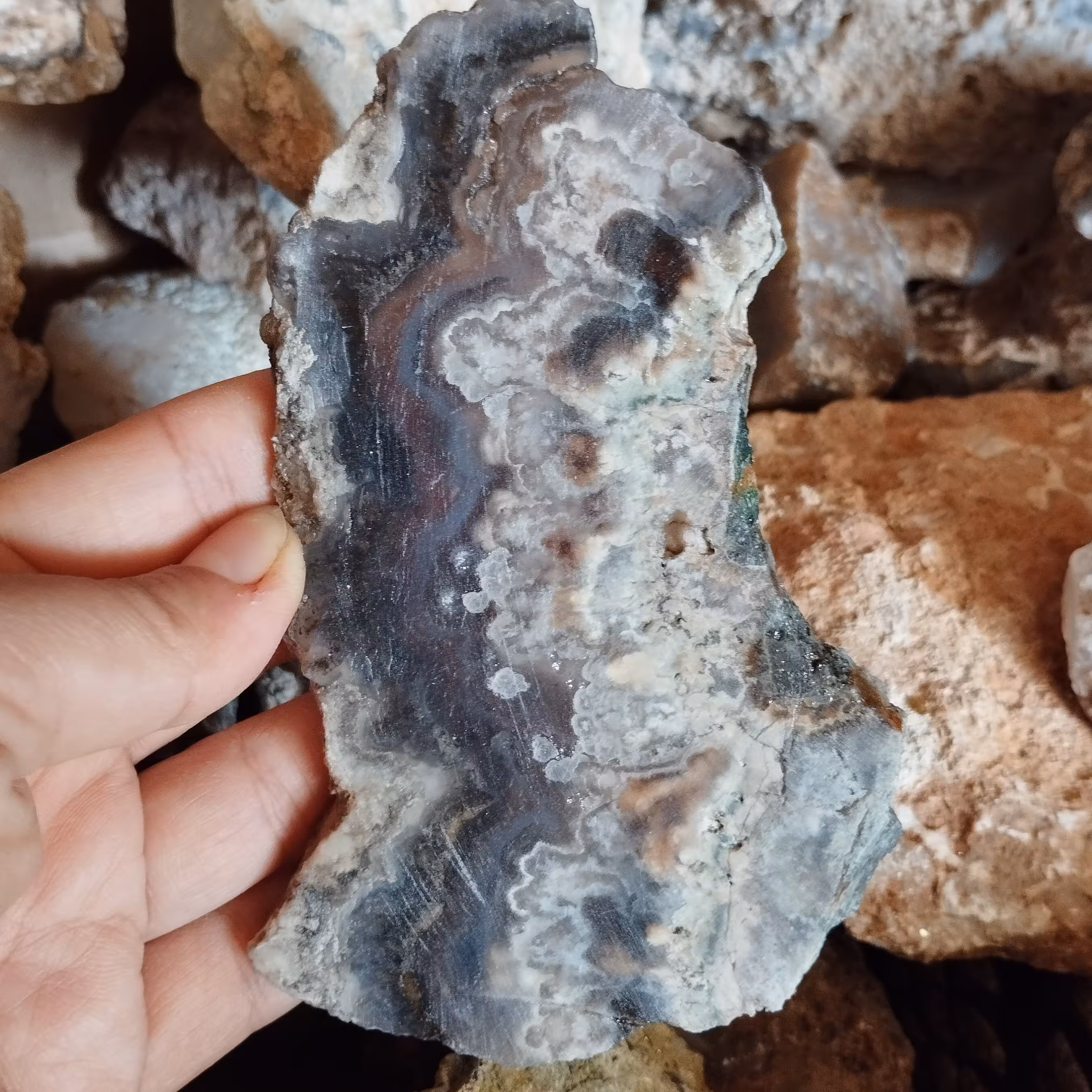 اسلایس عقیق شجر اصل با درختچه های واضح معدنی و اصل مناسب برای دکور یا ساخت نگین با خواص بسیار عقیق