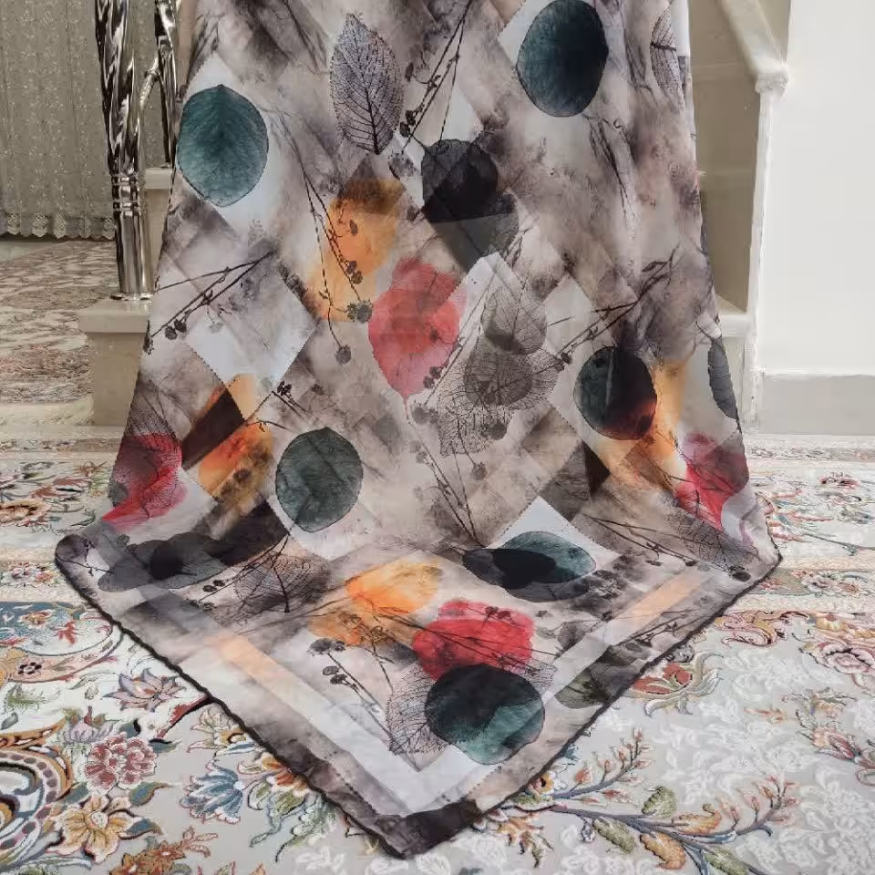 روسری زنانه 8  جنس کرپ حریر  قواره 120