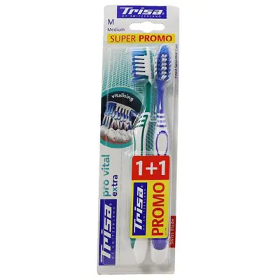 مسواک تریزا مدل Extra Pro Vital با برس متوسط بسته 2 عددی