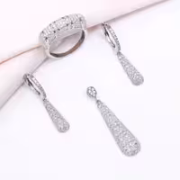 نیم ست نقره شیک آویز بلند و کشیده زنانه کد 16198