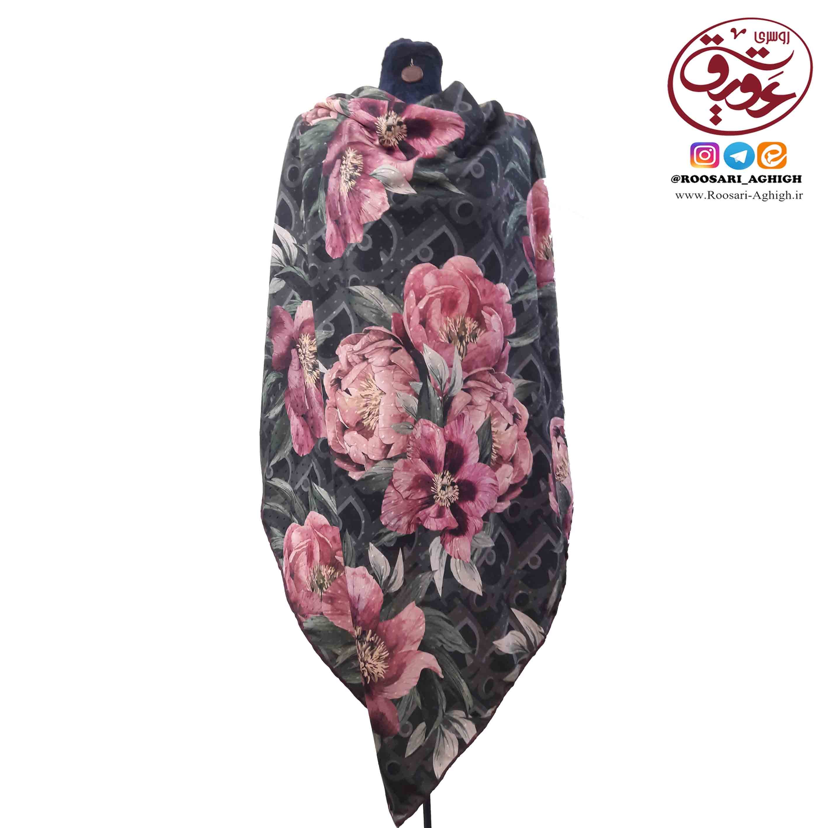 روسری نخی نگینی طرح گل