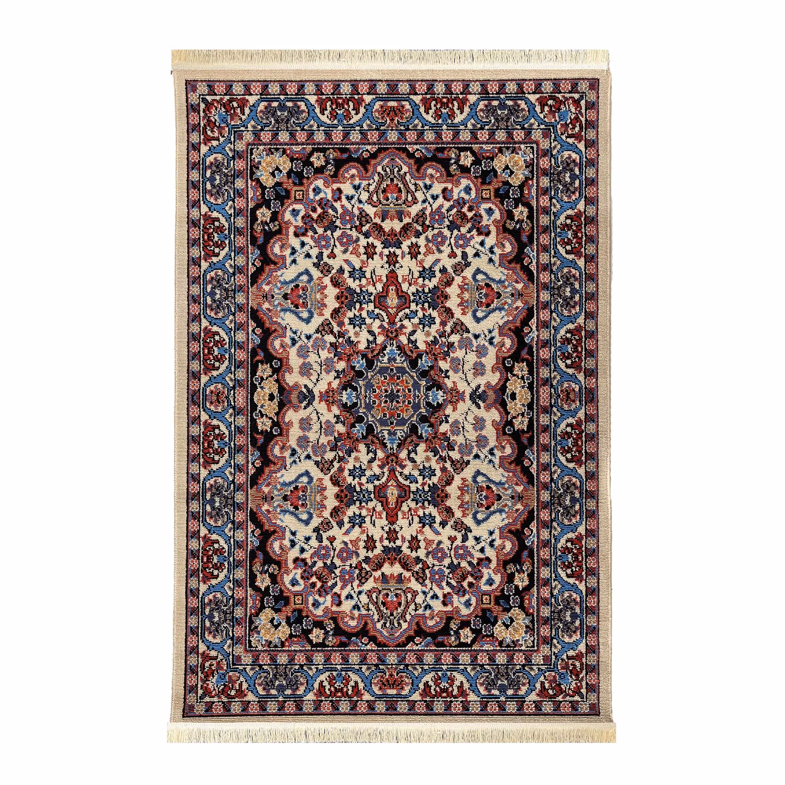 گلیم ماشینی یک و نیم متری  (1.5-1) -  طرح شکوفه کرم