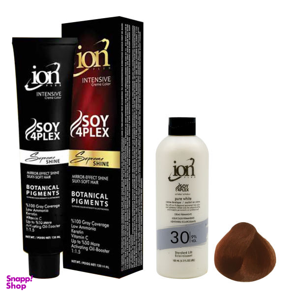 رنگ مو آیون (Ion) شماره 64 حجم 120 میلیلیتر رنگ بلوند مسی تیره + اکسیدان نه درصدی حجم 180 میلیلیتر