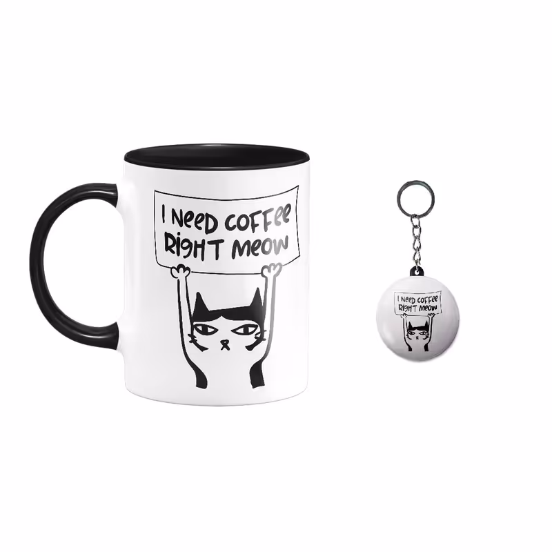 ماگ طرح گربه کد 02 به همراه جاکلیدی