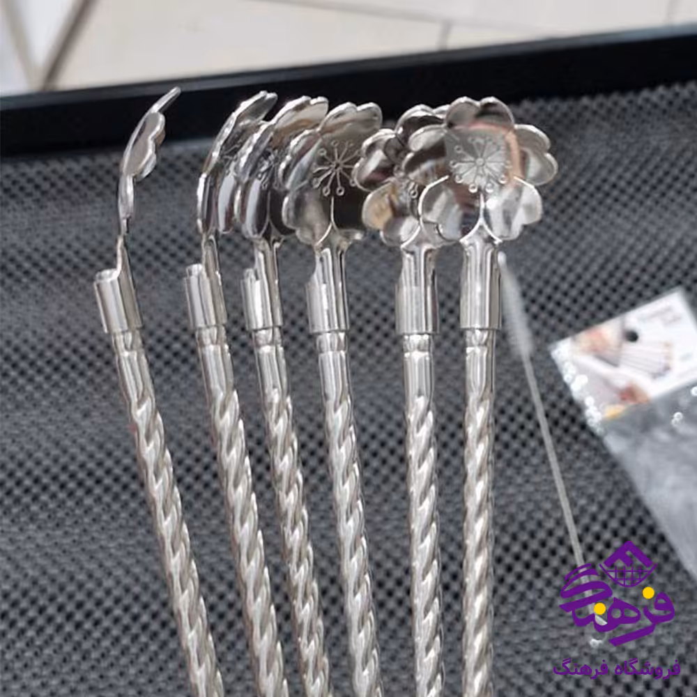 نی شربت استیل 6 عددی