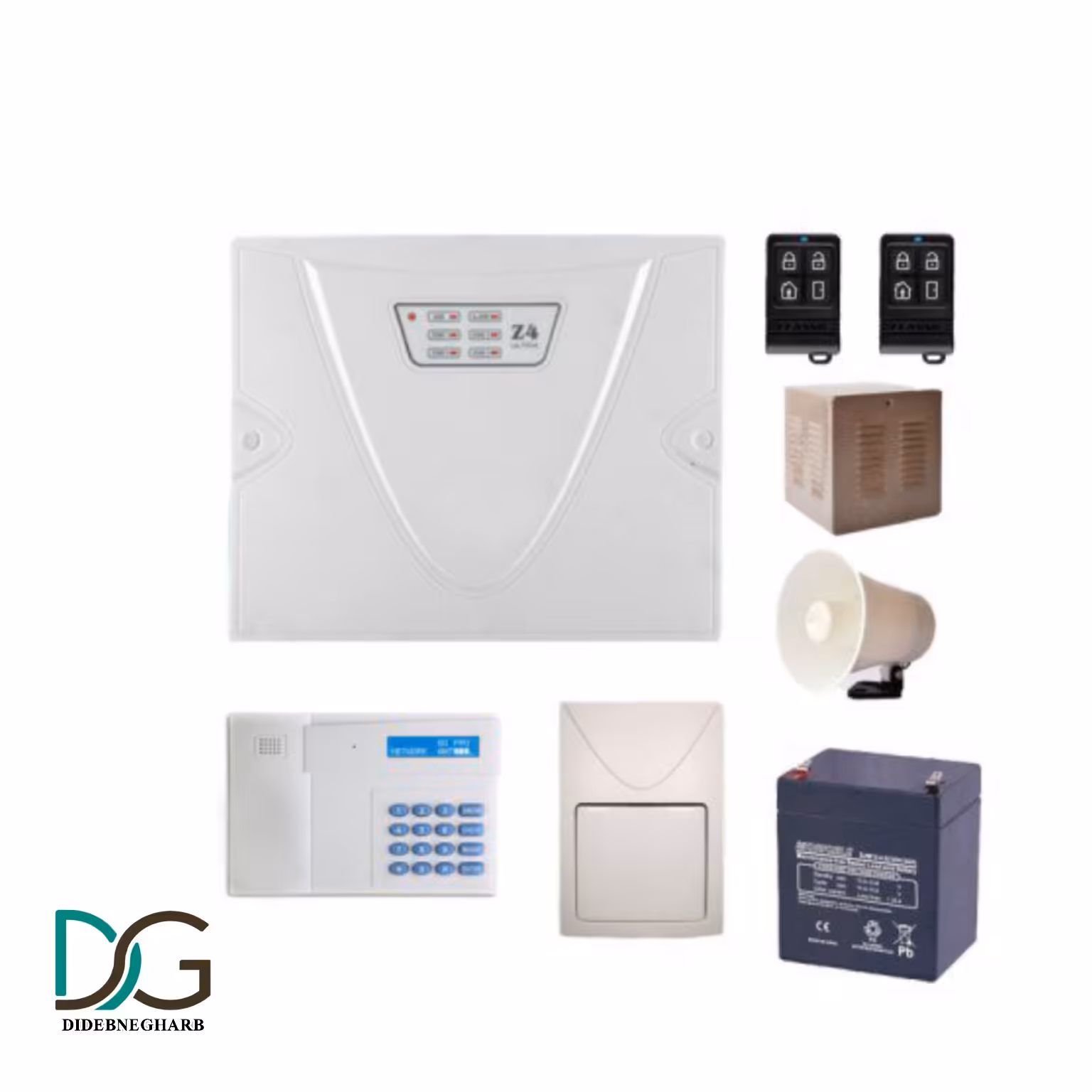 پک دزدگیر اماکن سایلکس با دوعدد چشمی باسیم بلندگو و کاور فولادی و باطری