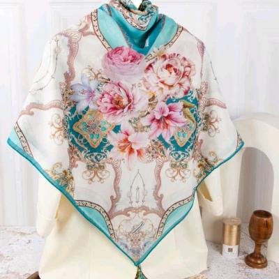 روسری نخی چهارفصل گلدار (موجودی بگیرید)