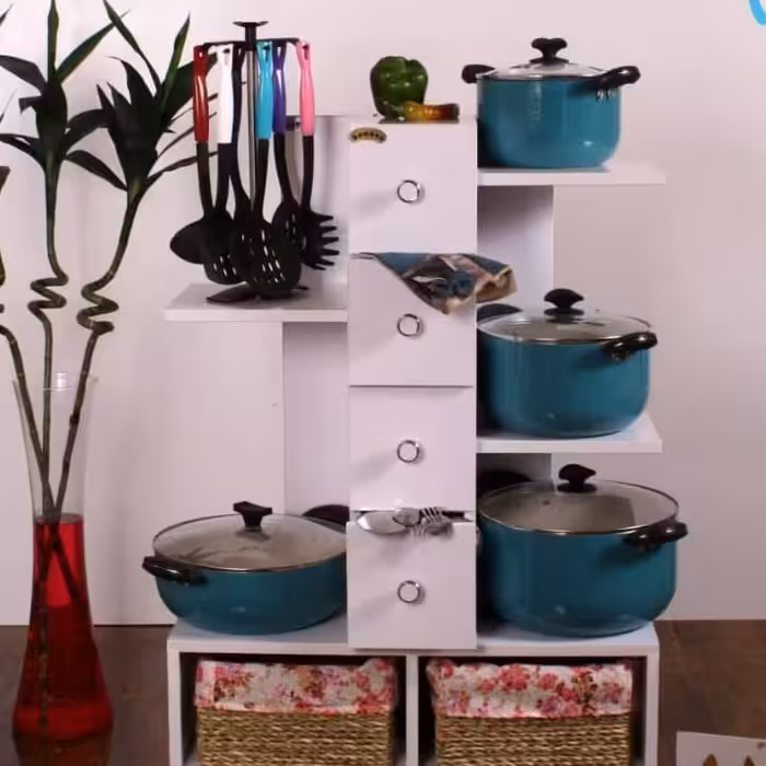 پایه قابلمه و سبد سیب زمینی و پیاز دارای چهار کشو در وسط ارسال توسط باربری انجام می شود و هزینه ارسال با خریدار است 