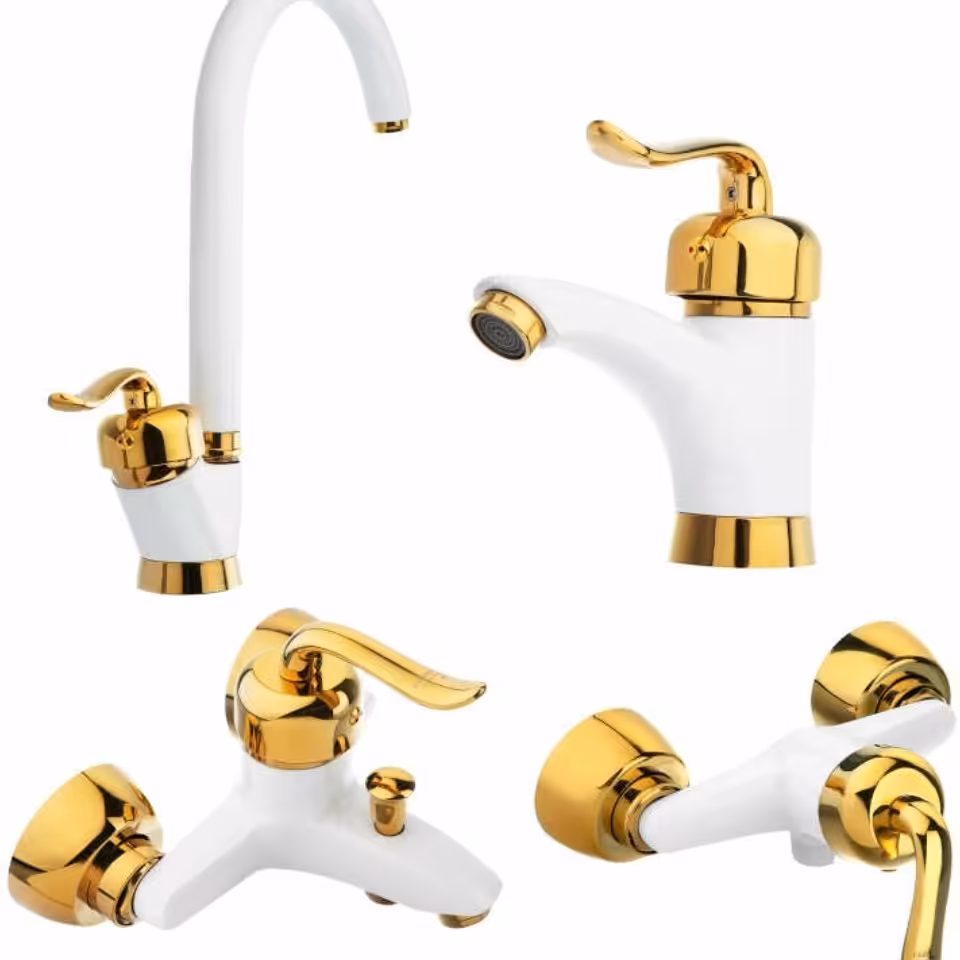 دست کامل شیر مدل سارون رنگ سفید طلایی با کیفیت ارسال به سراسر ایران