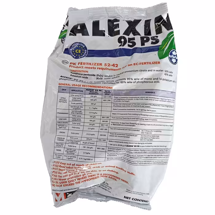 کود الکسین  ضد تنش و بهبود افزایش مقاومت گیاه حاوی فسفر و پتاسیم قابل حل در آب که به خاطر سیستمیک بودن به سرعت جذب میشود