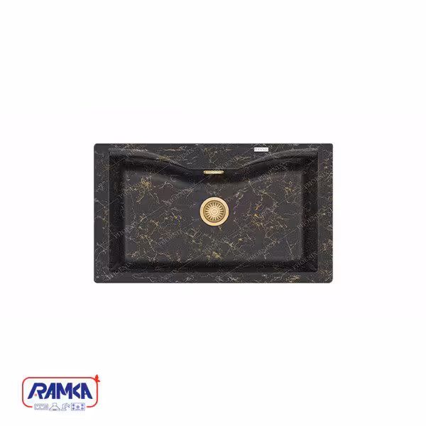 سینک گرانیتی فونیکس کد 140 مشکی مرمر طلایی