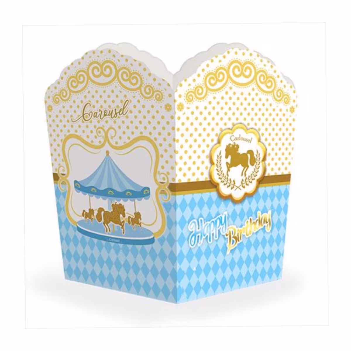 جعبه پاپ کورن تم تولد کراسل آبی