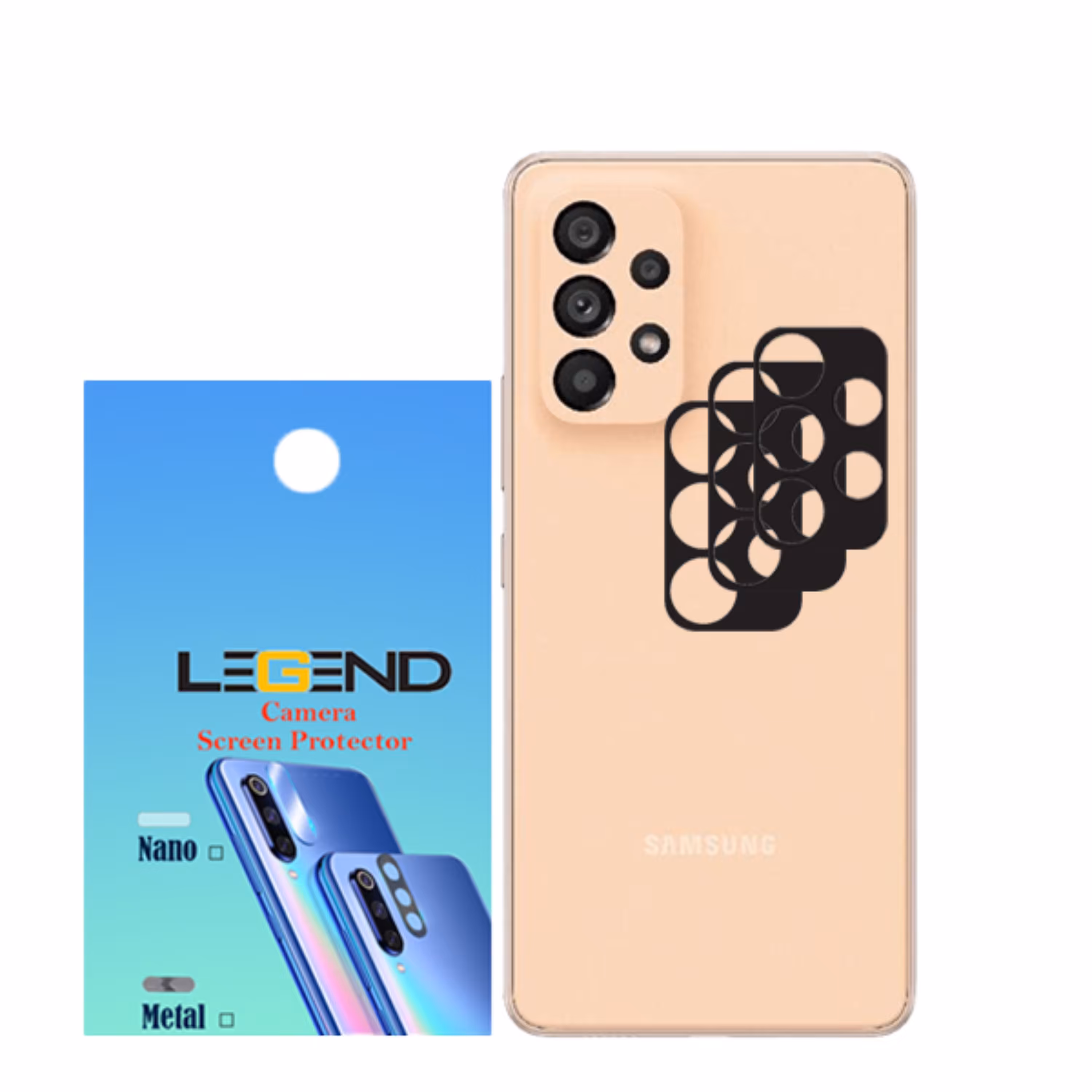 محافظ لنز دوربین لجند مدل قابدار مناسب برای موبایل سامسونگ Galaxy A535G بسته 3 عددی