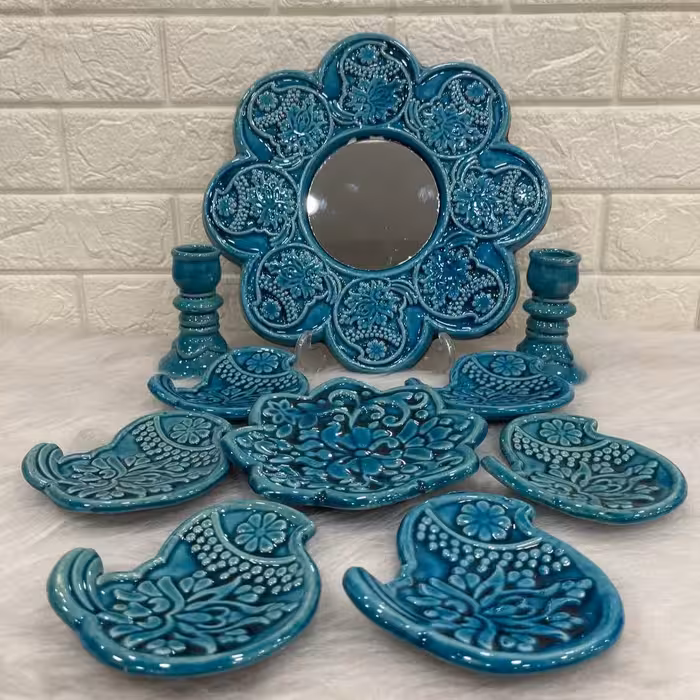 ست هفت سین 10پارچه آبی فیروزه ای