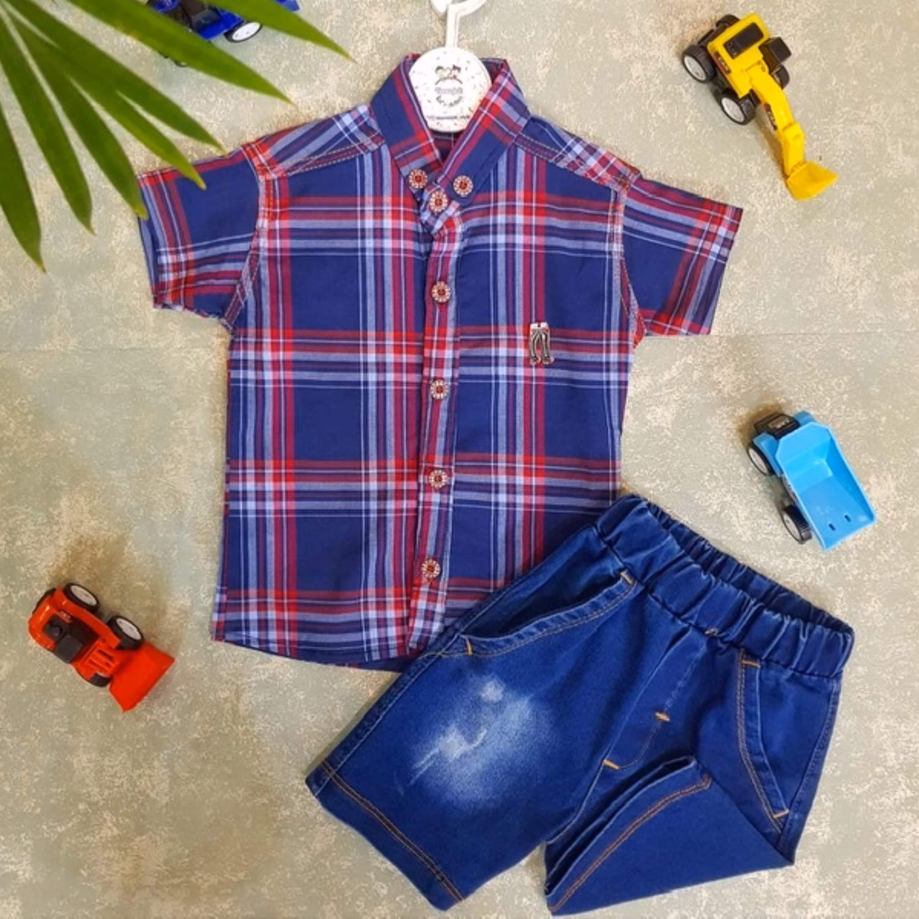 ست پیراهن و شلوارک جین پسرانه تخفیف خورده