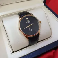 ساعت الگانس مردانه موتور ژاپن بند چرم مشکی صفحه خلوت دارای روزشمار 
