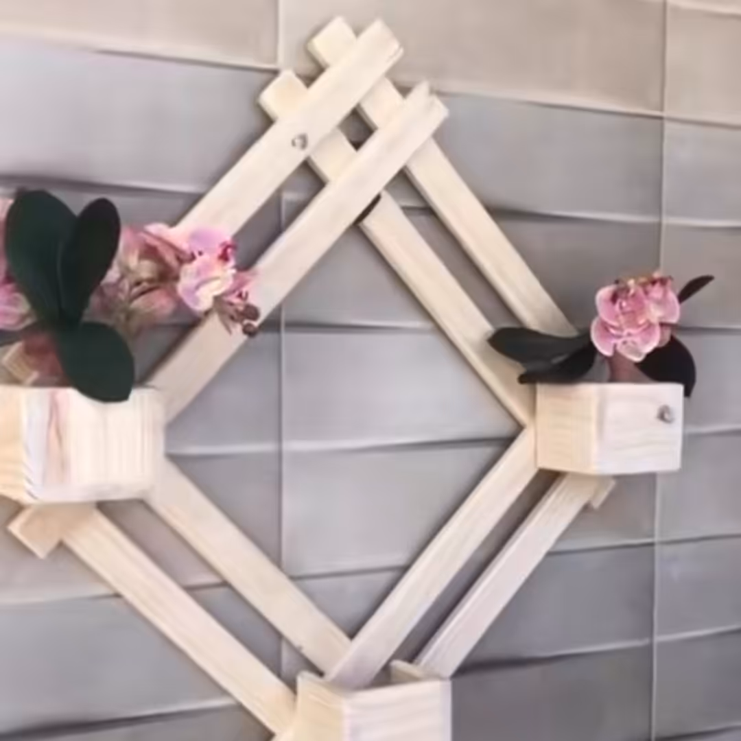 استندو شلف چوبی دیواری گل وگلدان