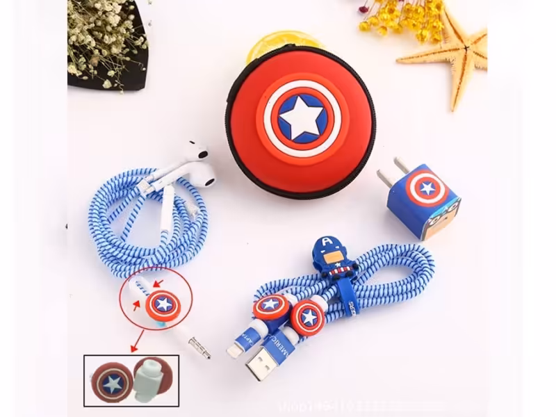 پک کیف و محافظ کابل شارژ آیفون کاپیتان آمریکا Cover Charger Protector Captain America