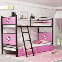 تخت خواب دو طبقه دخترانه مدل کیتی با کشو بدون تشک  (پرداخت کرایه پس از تحویل)