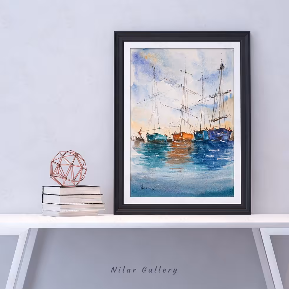 تابلو آبرنگ قایق ها