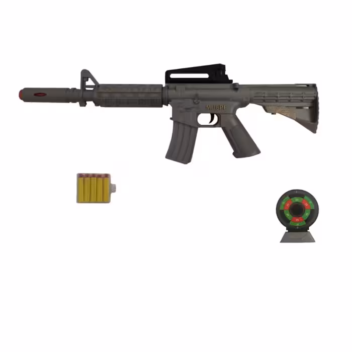 تفنگ اسباب بازی M16 نقره ای دارای قابلیت تیر اندازی با تیر ابری