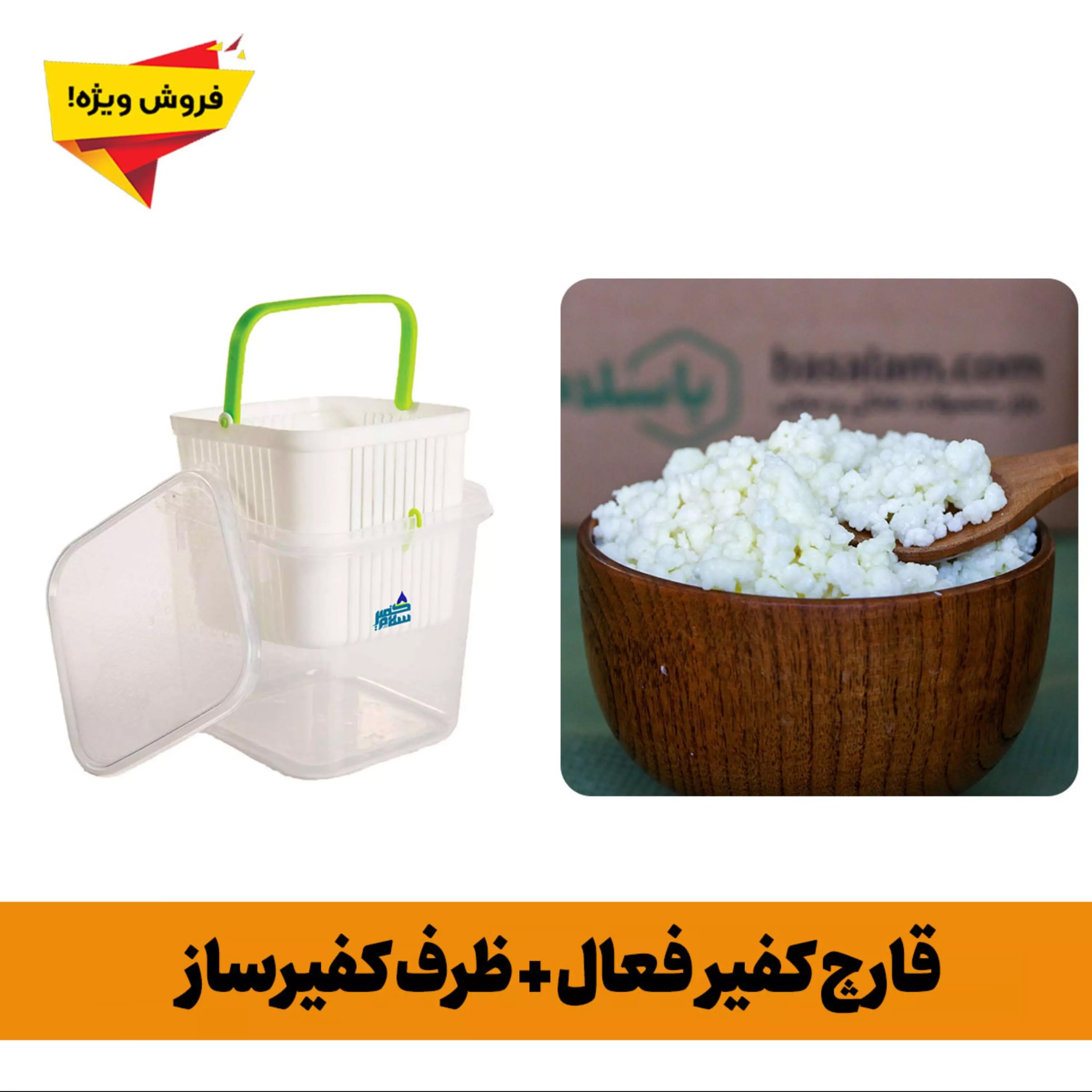 ظرف کفیرساز و 30 گرم قارچ کفیر کلمی فعال