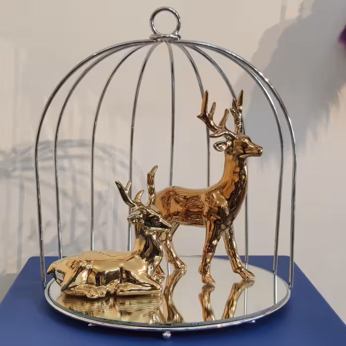 مجسمه گوزن سرامیکی آبکاری فورتیک