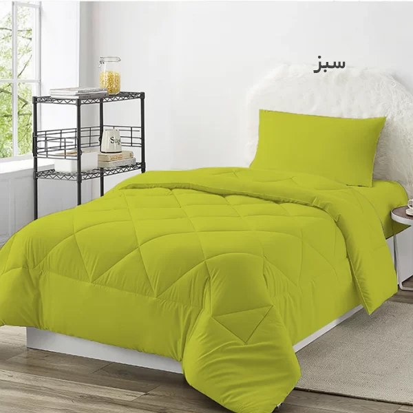 سرویس روتختی چیداری مدل تک رنگ یک نفره سه تکه رنگ سبز عرض 120