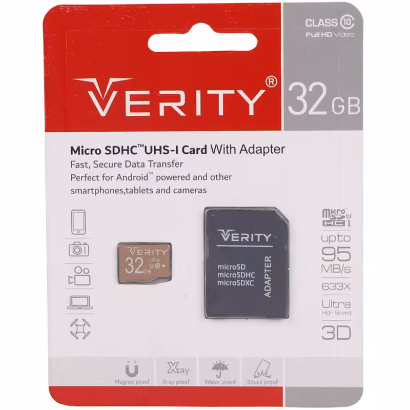 رم میکرو 32 گیگ وریتی Verity 633X U1 C10 95MB/s   خشاب