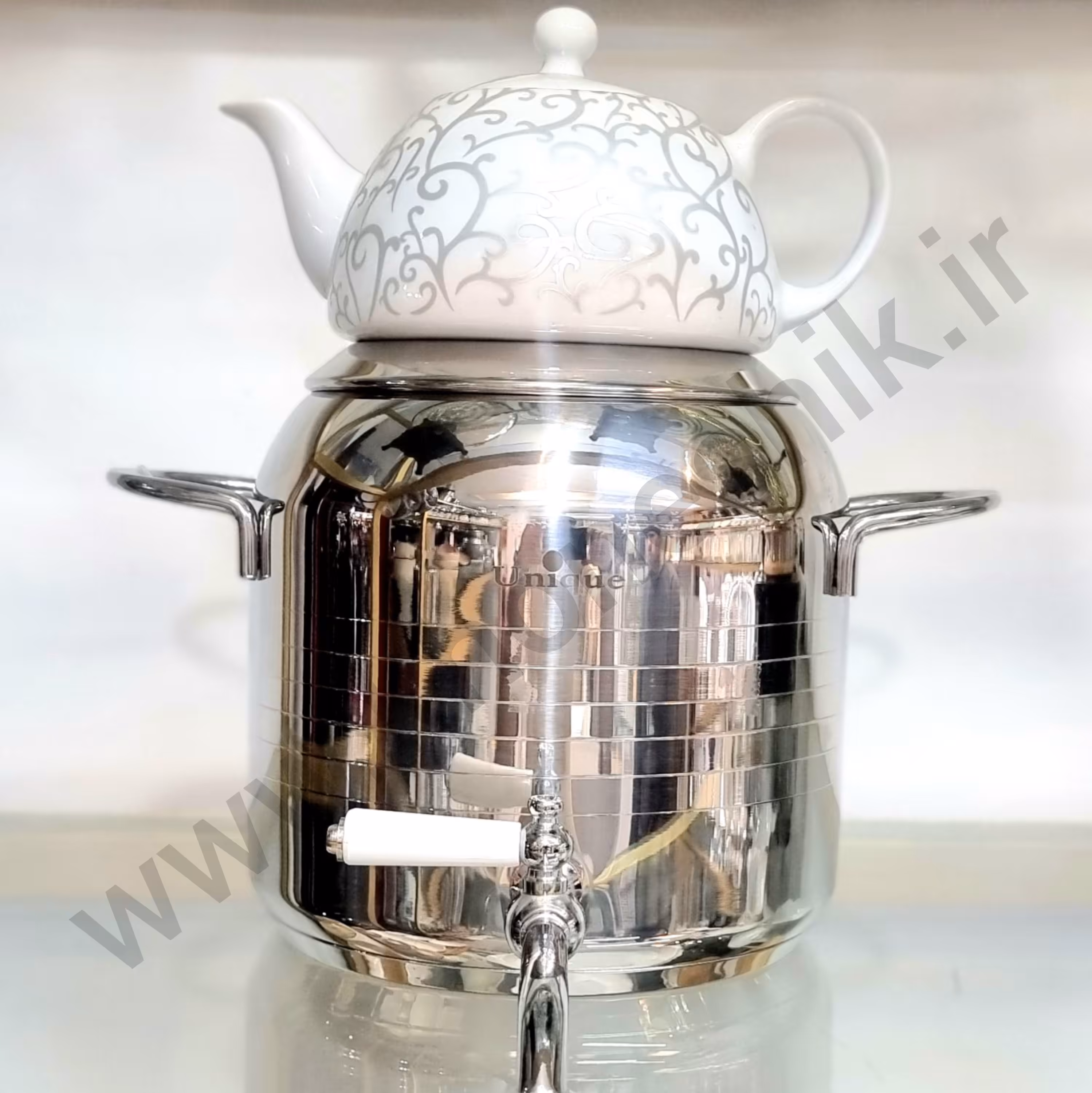 کتری قوری شیردار 5 لیتر استیل یونیک UN 7299