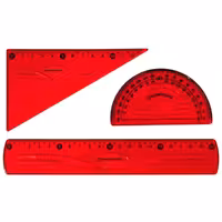 ست خط کش و گویا و نقاله ژله ای دانشمند مدل الماس - رنگ قرمز