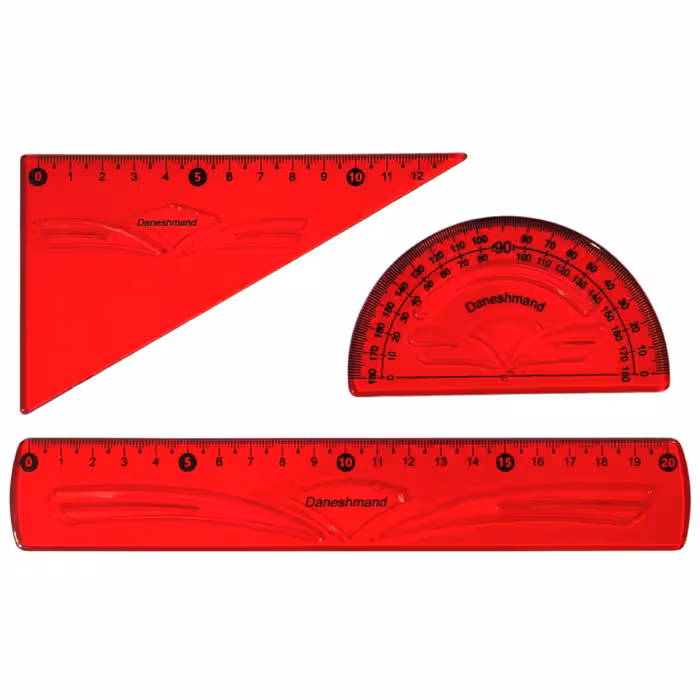 ست خط کش و گویا و نقاله ژله ای دانشمند مدل الماس - رنگ قرمز